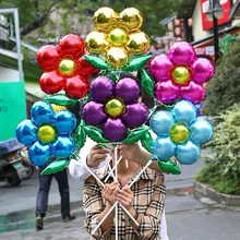Globo de papel de aluminio de cinco pétalos de flores, Globo flotante de helio de cinco hojas para decoración de bodas, cumpleaños y Baby Shower