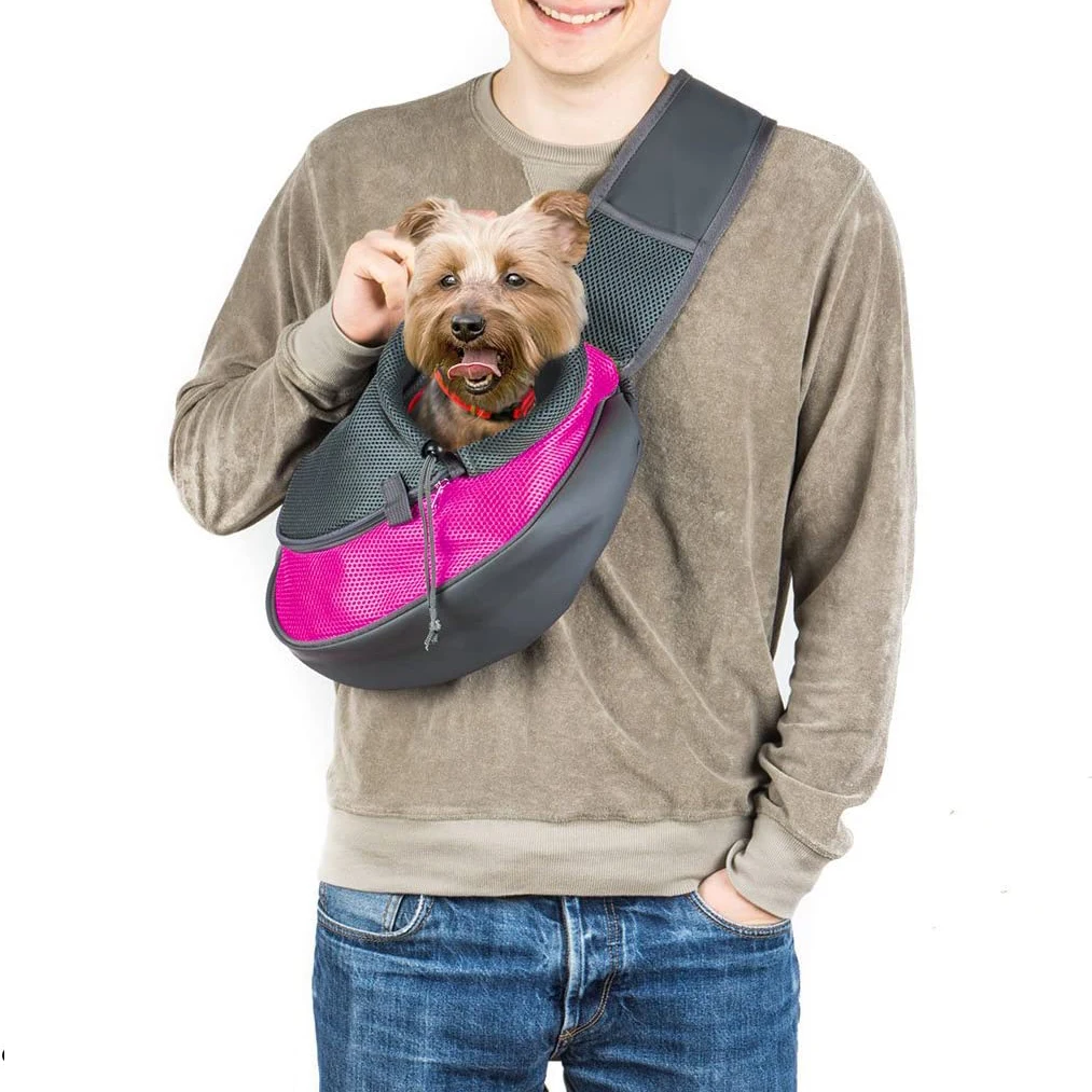 Bolsa de viaje al aire libre para perros, bolso de hombro de malla transpirable para mascotas, bolso de viaje para gatos y cachorros