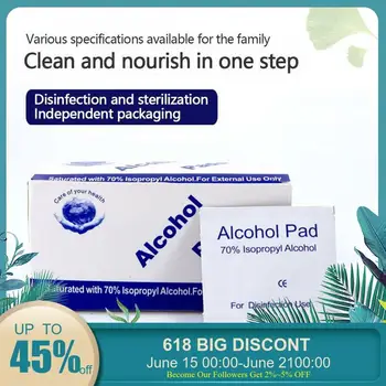 

Portable 100PCS Professional Alcohol Swabs Pads Wet Wipes 70% Isopropyl Alcohol Pads First Aid Home Skin Cleanser Sterilization