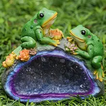 1 шт. Солнечный свет газон свет полимерный в форме животных лампа форма лягушки для двора декоративное освещение сада скульптура лягушки лампа