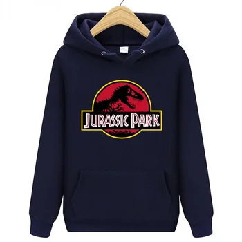 

Mens Hoodies Sweatshirts JURASSIC PARK youth streetwear winter Windproof Hooded Sportwear Dinosaur World Graphic Men jersey
