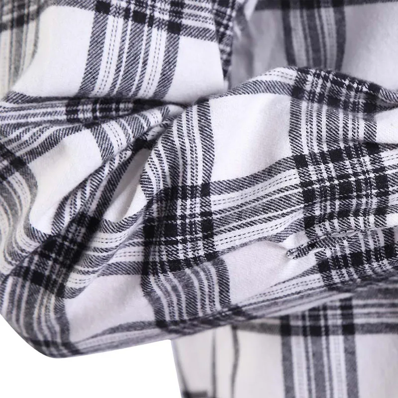 Клетчатая фланелевая рубашка с длинным рукавом и воротником на пуговицах AYAOZTT 2020