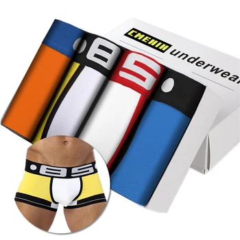 

4Pcs Men Boxers Underwear Cotton Patchwork Sexy Men Underwear Mens Underpants Male Panties Cotton Boxershorts Soft