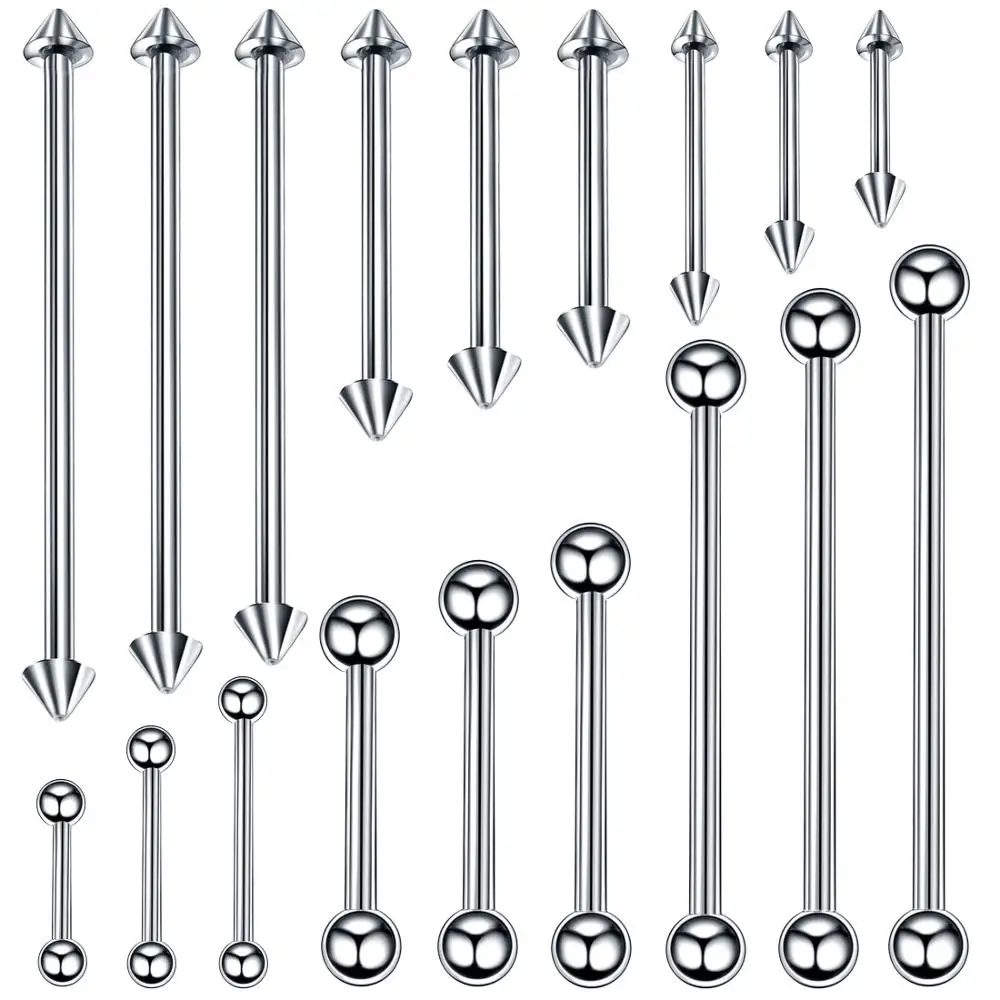 

2020 10pcs Tongue Studs 6-10MM Ball Cone Surgical Steel Unisex Nose Lip Stud Earrings for Men Women Body Piercing Jewelry Gift