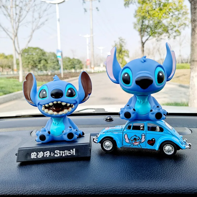 

Фигурка героя мультфильма «Ститч» Disney, модная Кукла со смайлом, модель со стабилизацией головы, украшение для автомобиля, аксессуары, игруш...