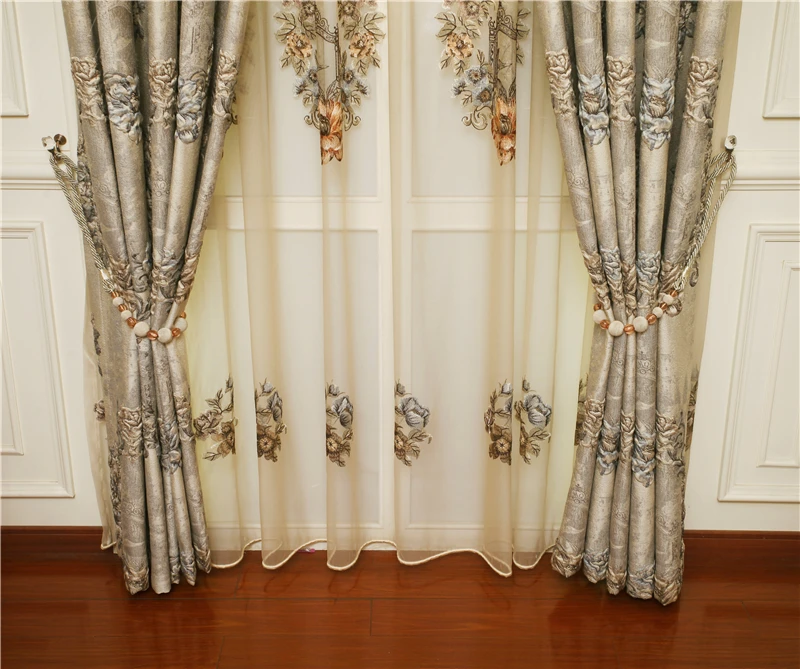 Европейские Роскошные 4D жаккардовые затемняющие шторы для спальни высокого качества вышитые витражные шторы для гостиной занавеска «москитная сетка»