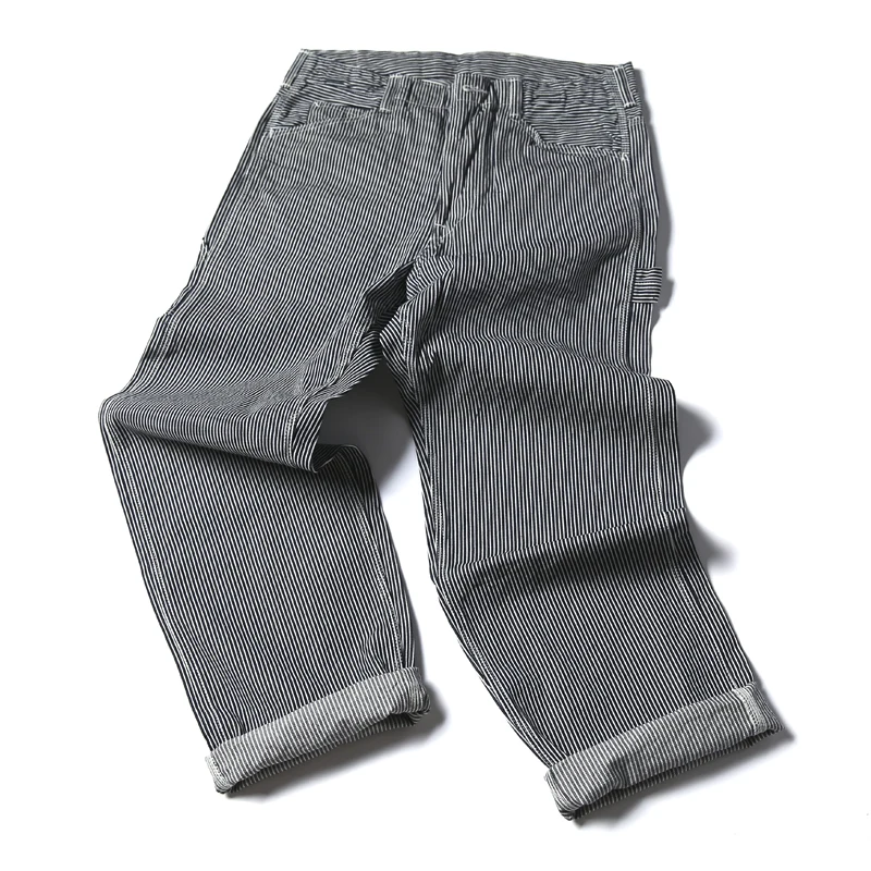Без запаса Базовая рабочая одежда брюки в винтажном стиле полосатый механик брюки для мужчин