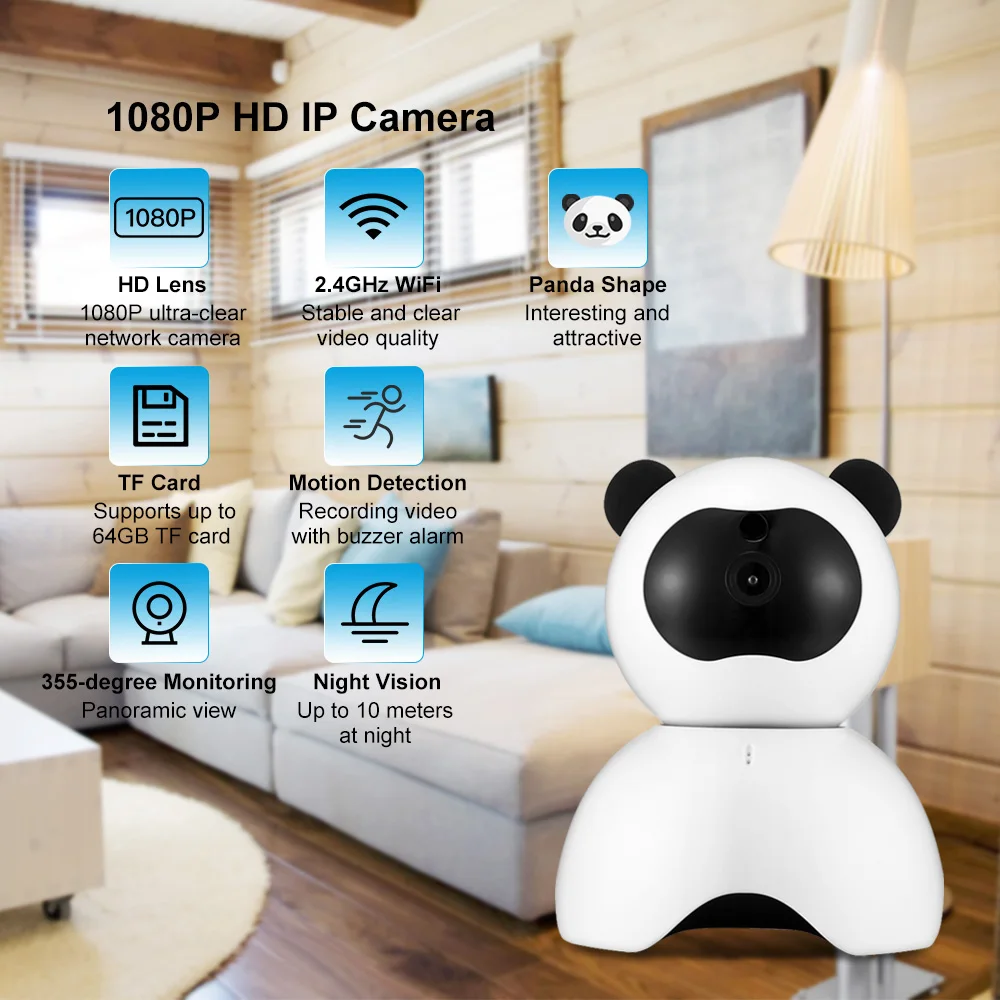 

1080P HD IP Camera Wireless Suveillance Camera Home Security WiFi Camera Two Way Audio Motion Detection Night Vision