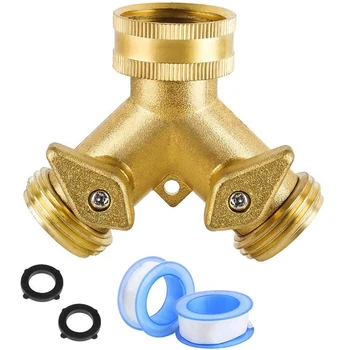 

Hose Splitter, Garden Hose Splitter 2 Way with Shut-Off Valves for Garden Watering for All American Thread 3/4inch