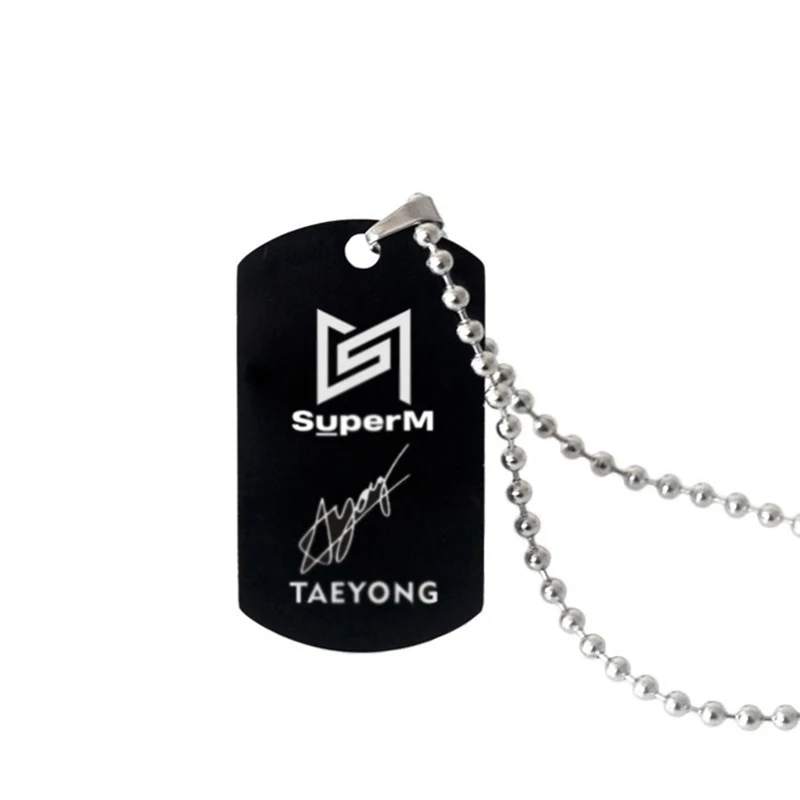 K-pop SuperM BAEKHYUN KAI TAEMIN TAEYONG MARK LUCAS десять деревяный гребень для волос ожерелье из нержавеющей стали черный кулон ожерелье коллекция вентилятора