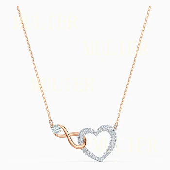 

2020 SWA New Fashion Exquisite High Quality INFINITY HEART White Lady Necklace Send Girlfriend Engagement Birthday Classic Gift