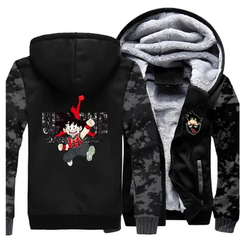 

Dragon Ball Men Thick Jacket Hoodies Winter Thicken Fleece Warm Coat Japanese Anime Super sai yan Jackets Sweatshirt Sportswaer