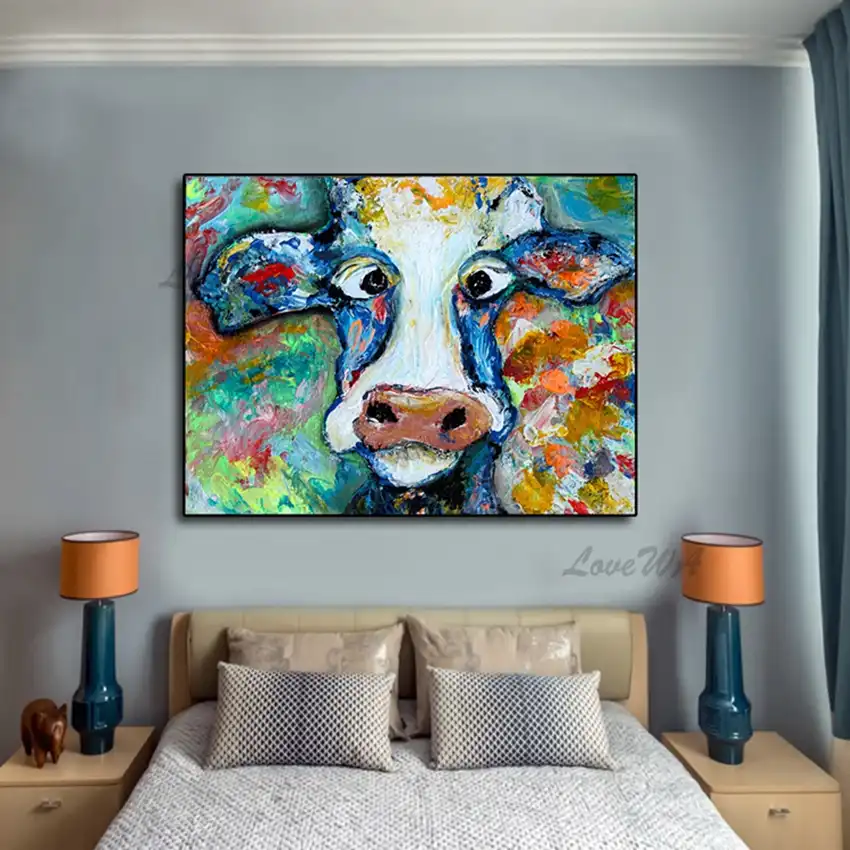 Handmade Cow Head Oil Painting Hand Painted Animal Paintings Art Home Goods Wall Art Picture Canvas Decor Art For Living Room Painting Calligraphy Aliexpress
