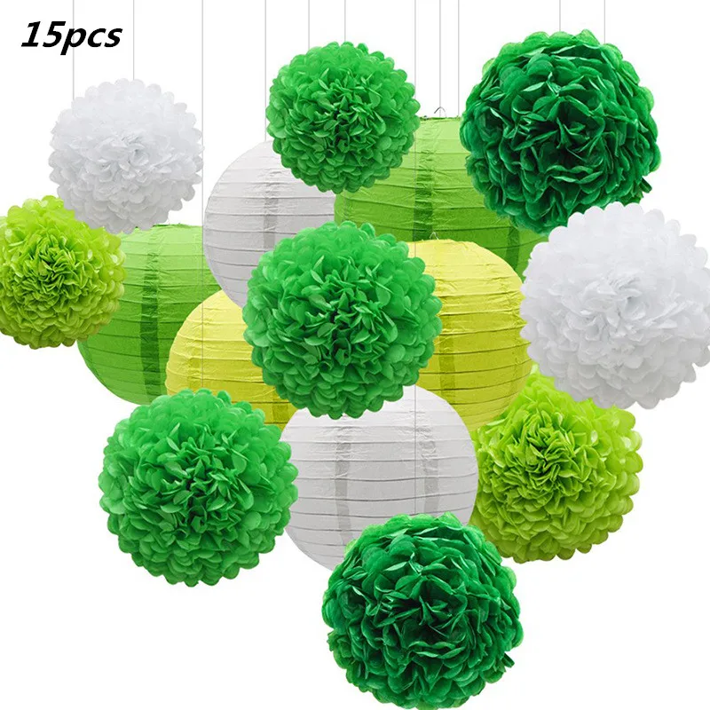 15pcs set 16 шт./компл. бумажные Цветочные помпоны бумажные соты шары бумажный подвесной фонарь Декор День рождения Свадьба День рождения украшение дома - Цвет: 15pcs set