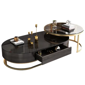 

Marble oval tea table TV cabinet small family sitting room Tiktok hot sell modern simple TV Stand