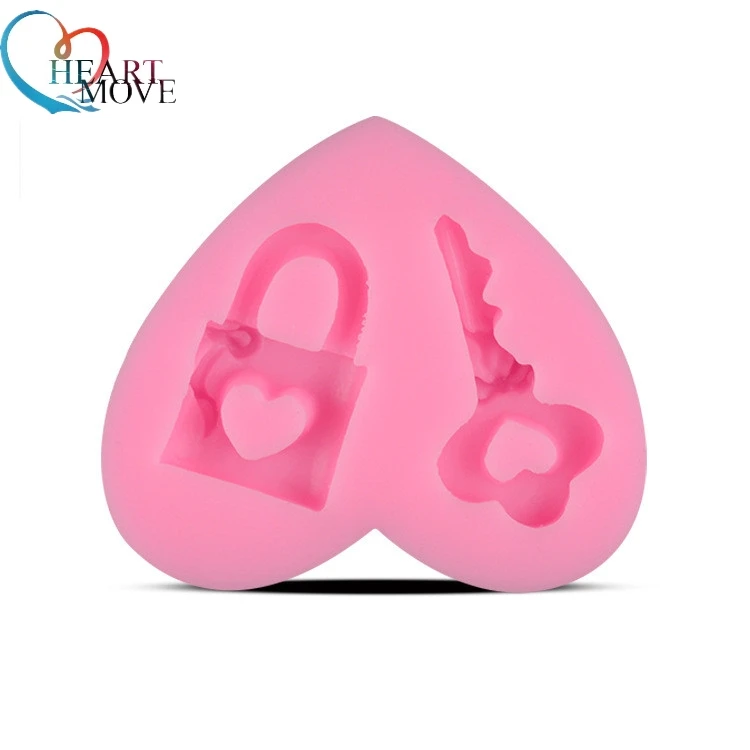 

HEARTMOVE New Arrival Love lock key shaped 3D silicone cake fondant chocolate mold DIY cake decoration tools, candle moulds 9111