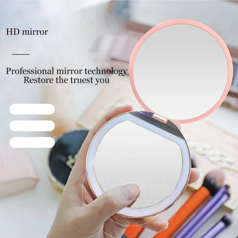 LED Touch Screen Makeup Mirror Vanity Mirror with Light Folding 160 Degree Rotating Cosmetic USB Charging