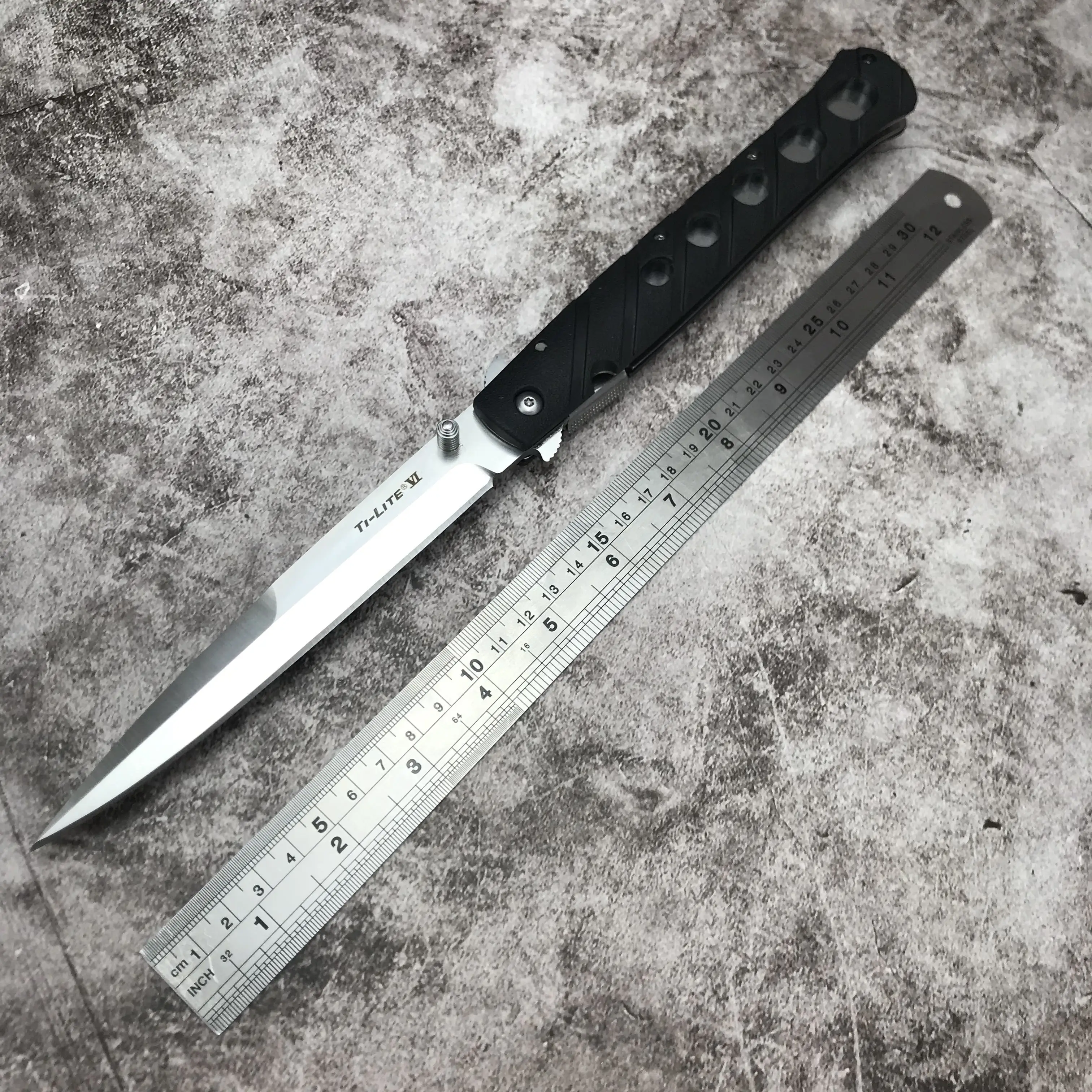 Cold Steel 26SXP Ti Li te XL 6 Folding Knife Stiletto Sword Satin Plain Blade Black ZyEx Handle Outdoors Camping Tactical Knives |