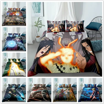 

Bedding Set 3D Naruto tailanimal sasuku Japan anime Nine tails 3pc King Queen full soft Duvet Cover Sets Pillowcase