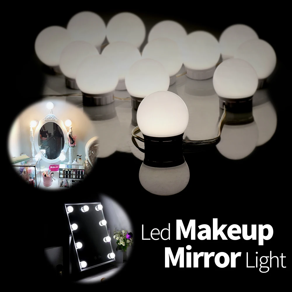 

Makeup Vanity Mirror Light Bulb Led USB 12V Dimmable Dressing Table Lamp Led EU US Plug Bathroom Cosmetic Mirror Wall Lights