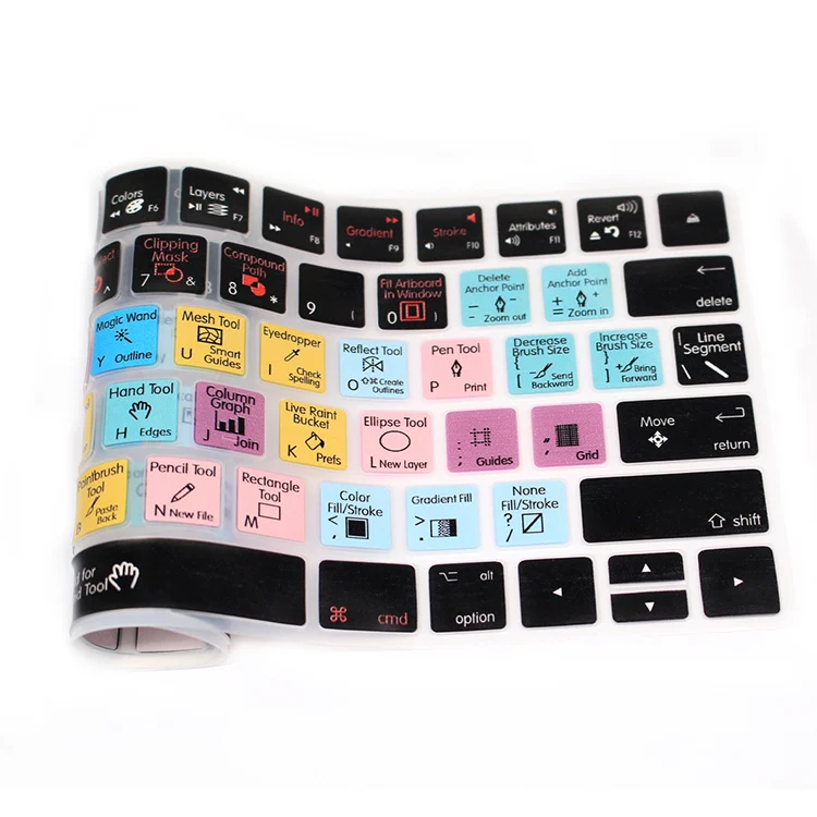 Прочная силиконовая накладка на клавиатуру HRH Adobe Illustrator AI Hotkeys для Apple Magic MLA22B/A US