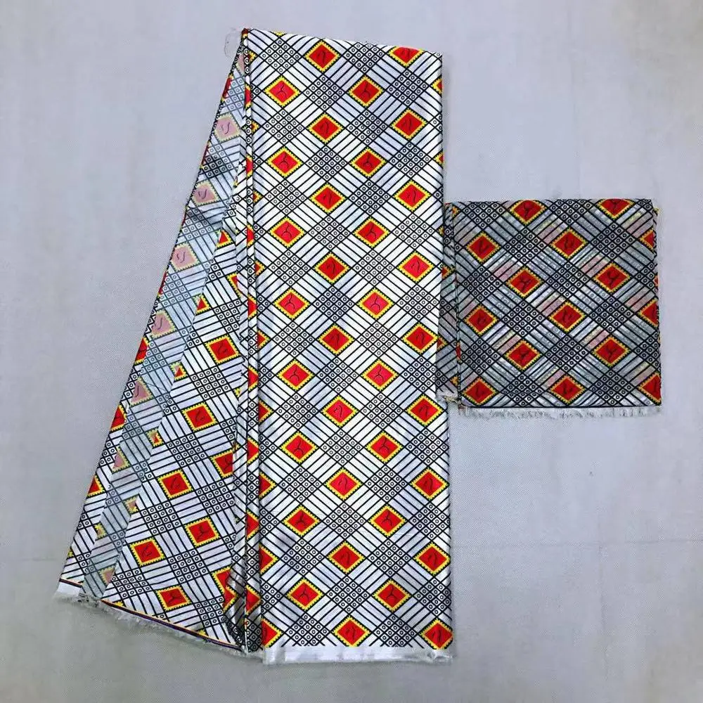Африканский стиль 2+ 4 ярдов атласный шелк с шифоновой тканью мягкая африканская ткань для платья Анкара ткань Африканский Воск принты шелк - Цвет: 27