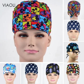 

Wholesale animals Prints Cute Scrub Caps High Quality Gourd Hat Clinic Hospital Dental Surgical Laboratory Pharmacy Medical Caps