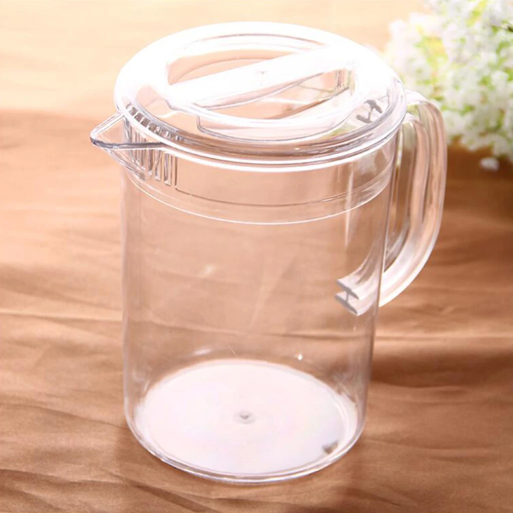 2x  Plastic Pitcher with Lid Drinks Water Jug for Hot/Cold Lemonade Juice Beverage Jar Ice Tea Kettle 2L+1.5L