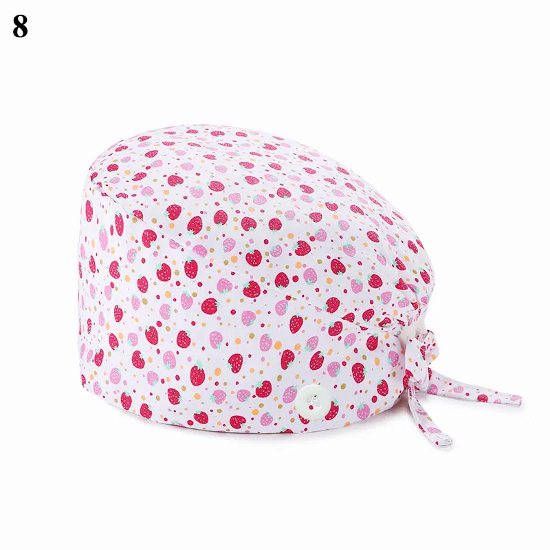 Surgical Cap Buckle Nurse Doctor Hat Pure Cotton Floral Baotou Cap Fashion Nursing Hat Warm Cap Working Cap Buckle Baotou Cap beanie cap