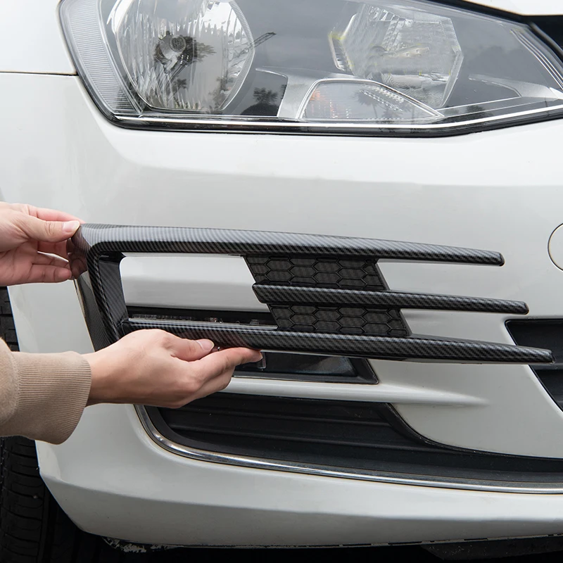 Pegatina de fibra de carbono para coche, lámpara antiniebla delantera, accesorios de decoración, tira brillante para parachoques delantero, Golf 7, mk7