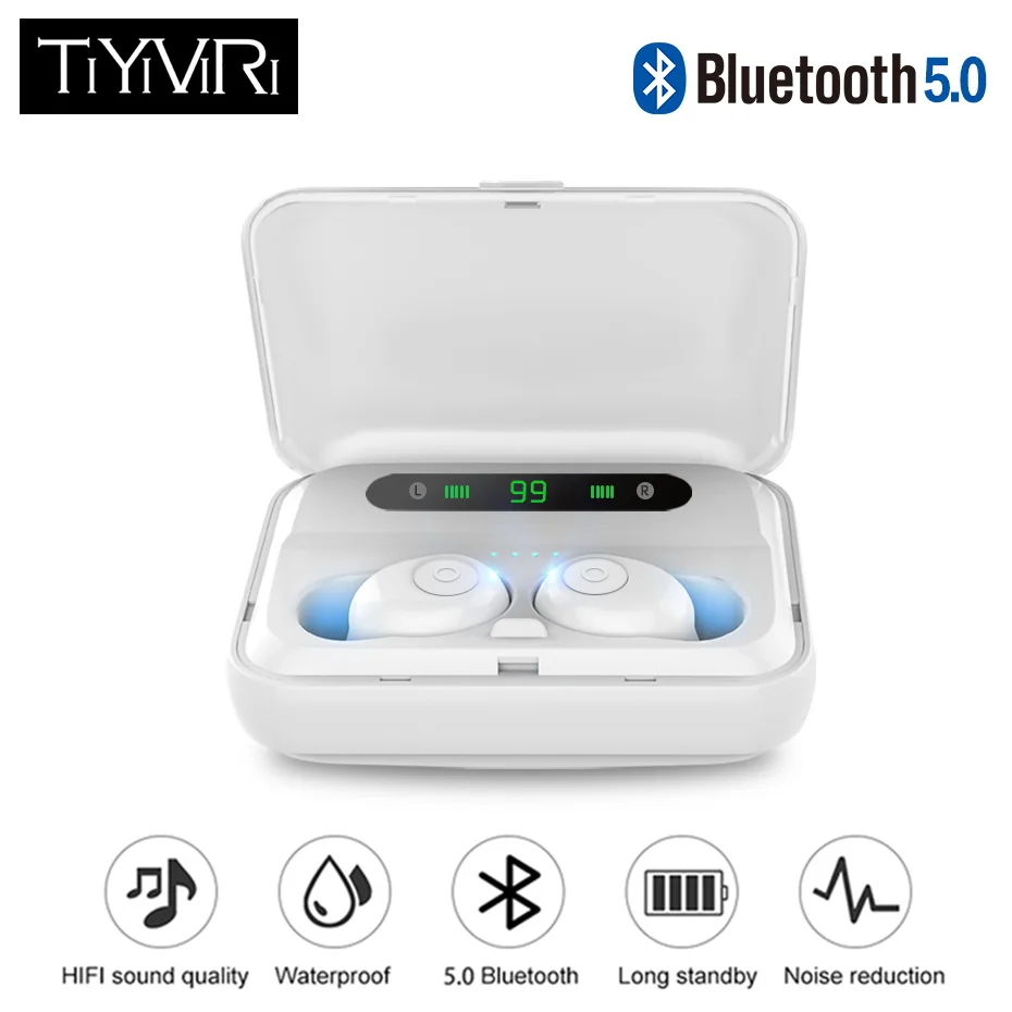 

TiYiViRi F9 TWS earbuds Bluetooth 5.0 Sports Headset Wireless Earphone 2000mah Wireless Headpho with charging box for phones