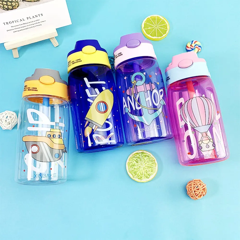 

480ML Kids Water Cup Cartoon Baby Feeding Cups With Straws Leakproof Water Bottles Outdoor Portable Children's Cups