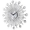 33CM SILVER DIAMANTE BEADED JEWELED ROUND SUNBURST METAL WALL CLOCK  Room Home Office Decor DIY Large Wall-Clock Sticker ► Photo 2/6