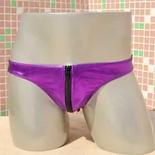 Мужские трусы на молнии, мужское сексуальное нижнее белье из искусственной кожи, дизайнерские трусы на молнии, удобные трусы, 7 цветов