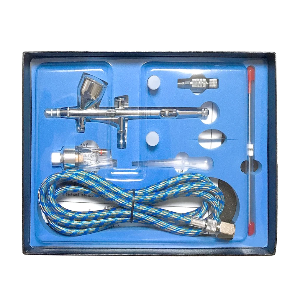 KKmoon Professional Dual Action Gravity Feed Airbrush Kit with 1.8m Hose Air Brush Art Painting Body Paint Manicure Spray Gun