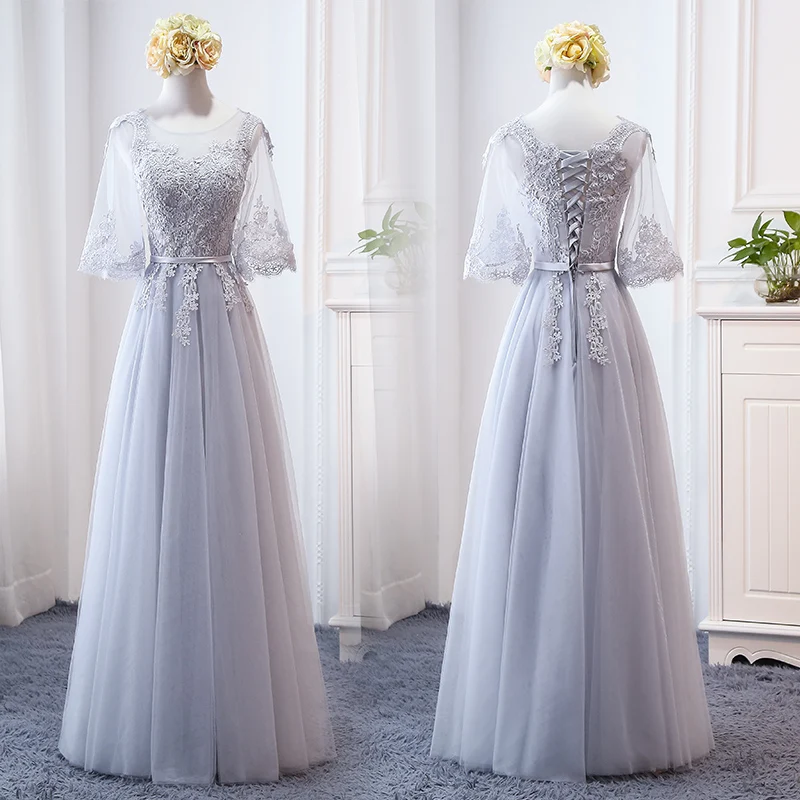 MNZ-9858H# платье подружки невесты новые зимние рождественские платья средней длины с длинными рукавами года на шнуровке для девочек