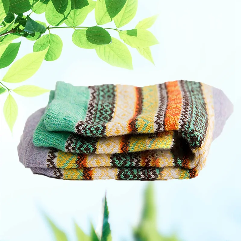 5 пар/компл. Для женщин зимние Для женщин s Винтаж SocksWinter мягкий теплый толстый холодной шерстяного трикотажа нескользящих носочков с геометрическим принтом, удобные
