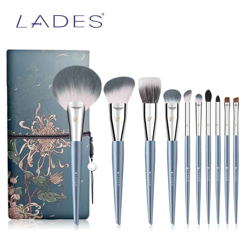 LADES 10PCS Makeup brushes set Professional Beauty Eyeshadow Natural hair  With Case Foundation Powder Blushes Make up brush