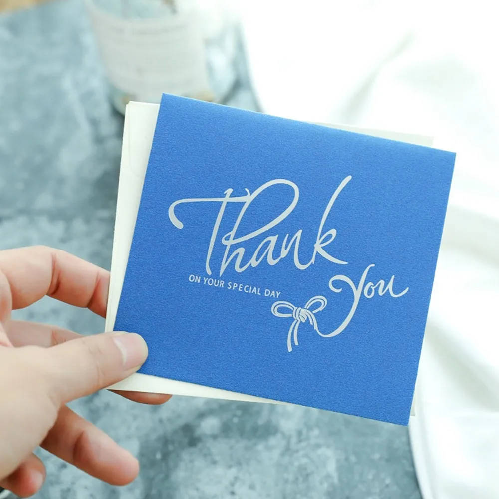  10pcs/set Mini Gold Embossed Thank You Card Valentine Birthday Christmas Wedding Invitations Letter - 4.00027E+12