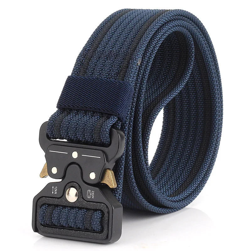 Blue black b Открытый тактический пояс армейский тренировочный пояс несколько цветов гофрированный улучшенная версия нейлоновый Охотничий пояс - Color: Blue black b