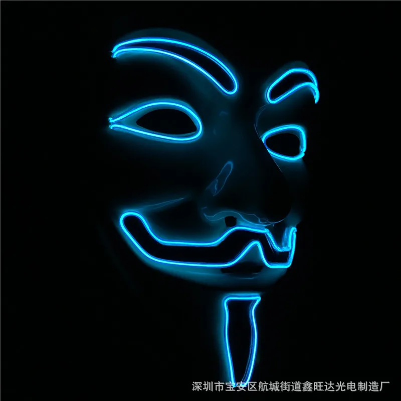 Хэллоуин высокое качество EL светильник V for Vendetta» ПВХ светящаяся маска праздничный карнавальный ночной клуб реквизит для болельщиков