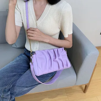 

Korean version of the wild fold cloud bag female 2020 simple and fashionable small ck net red chain shoulder bag wholesale