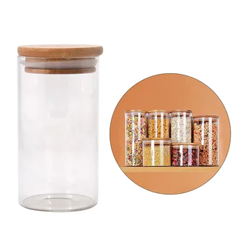 

COURNOT Clear Glass Stash Jar With Bamboo Lid 361ML Big Volume Handmade Airtight Glass Multi-Use Containers For Herb Tobacco