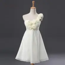 Короткое/Мини шифоновое платье на одно плечо для выпускного вечера, ручная работа, цветы, выпускное платье, а-силуэт, вечерние платья, настоящая фотография, на молнии