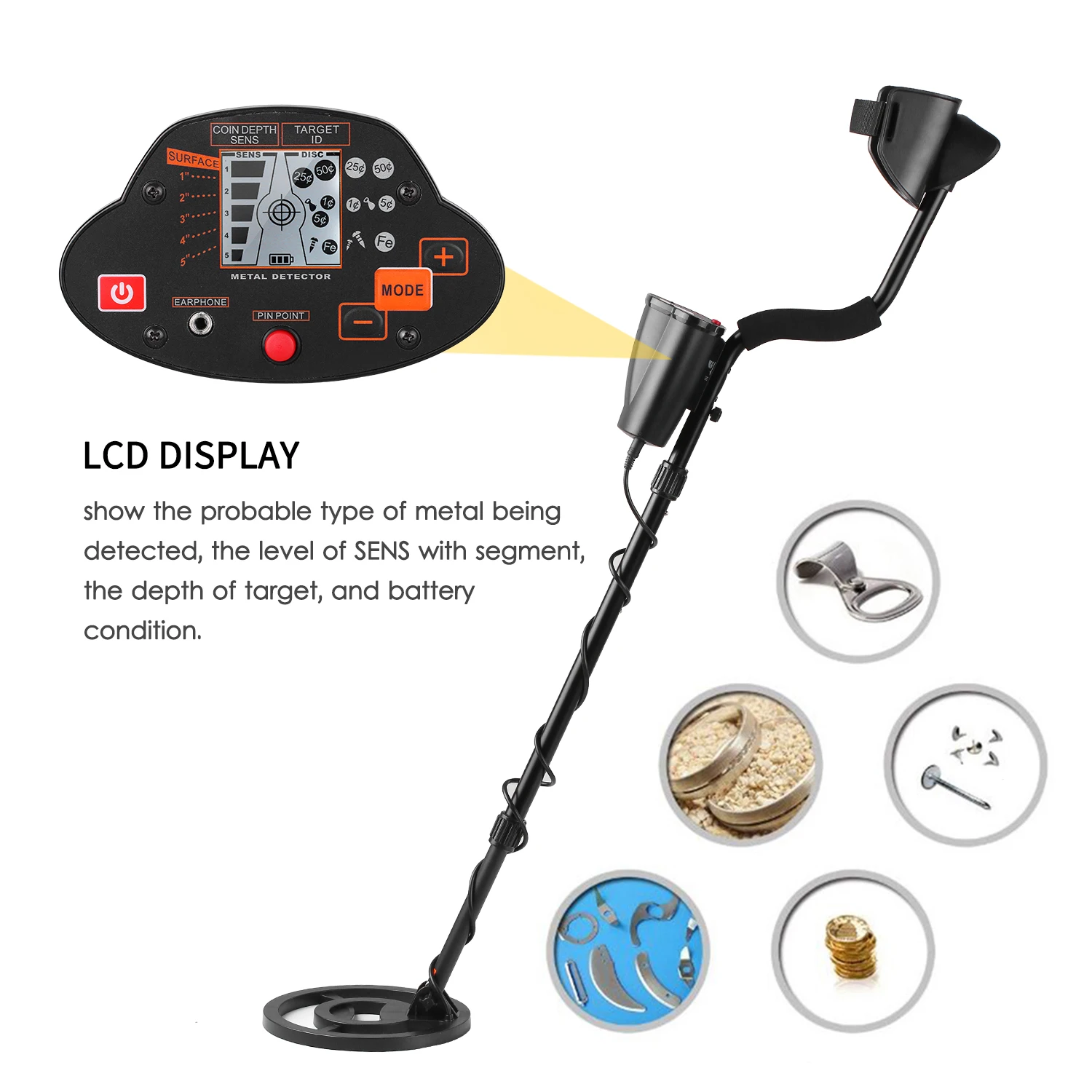 

Professional Metal Detector Underground Metal Finder Gold Detector Treasure Hunter Gold Seeker sensor with LCD Display MD-5030