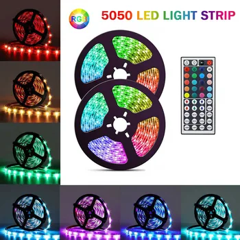 

LED Strip Lights 5/10/15M RGB 5050 SMD Flexible Ribbon Waterproof With IR Remote Back LED 5M 10M Tape Diode DC 12V Control