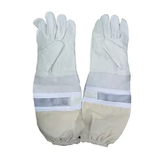 Перчатки для пчеловодства, четыре части с сетчатым вентиляционным отверстием, профессиональные перчатки из овчины и парусины для пчеловодства Перчатки для пчеловодства, четыре части с сетчатым вентиляционным отверстием, профессиональные перчатки из овчины и парусины для пчеловодства