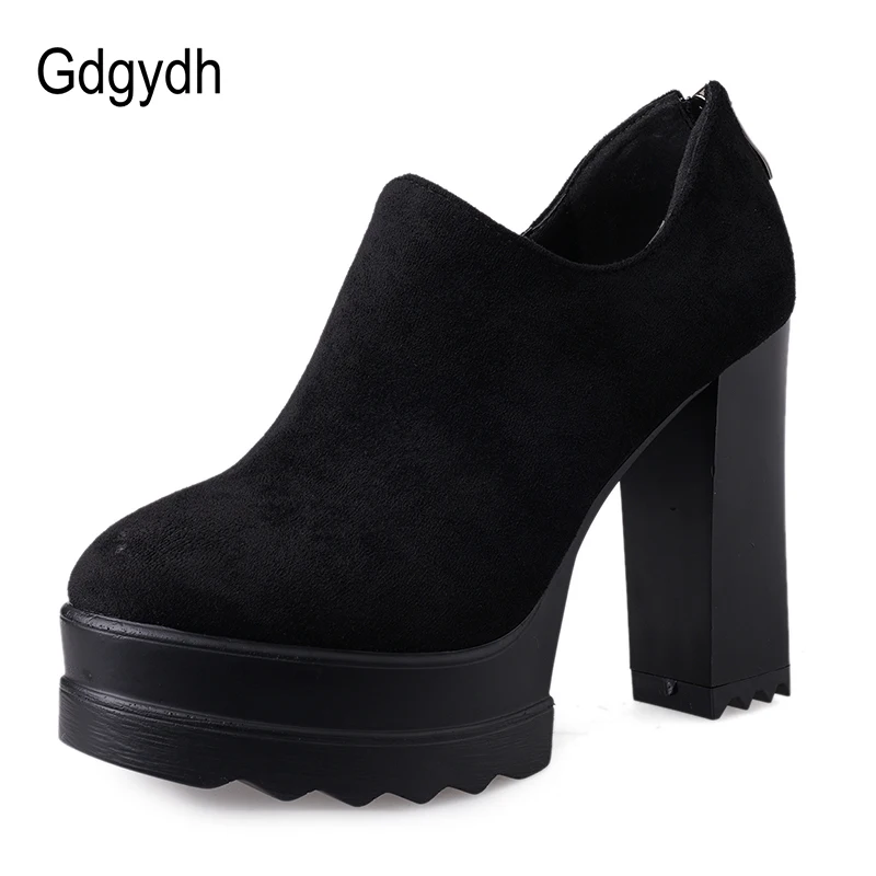 Hot Seller Shoes Platform High-Heels Gdgydh Flock Women Pumps Office Zipper Black Nightclub Spring jlOEJaAZW