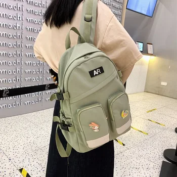 

College style cute letters and cartoon sticker student schoolbag leisure large capacity travel backpack