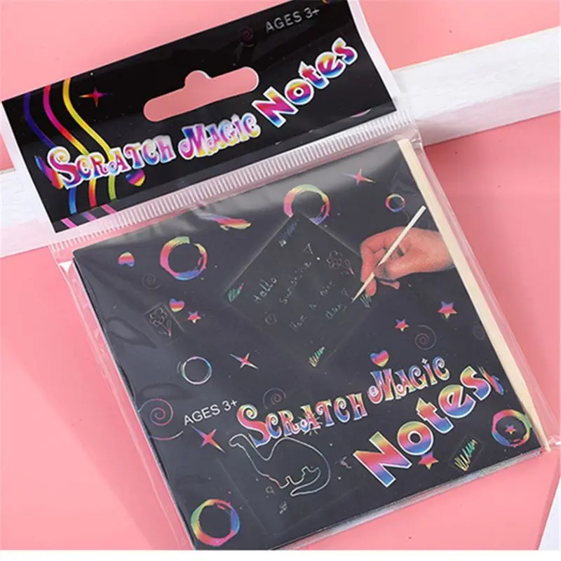 24 Sheets Scratch Paper Rainbow Painting Sketch Pads DIY Art Craft Scratchboard 5